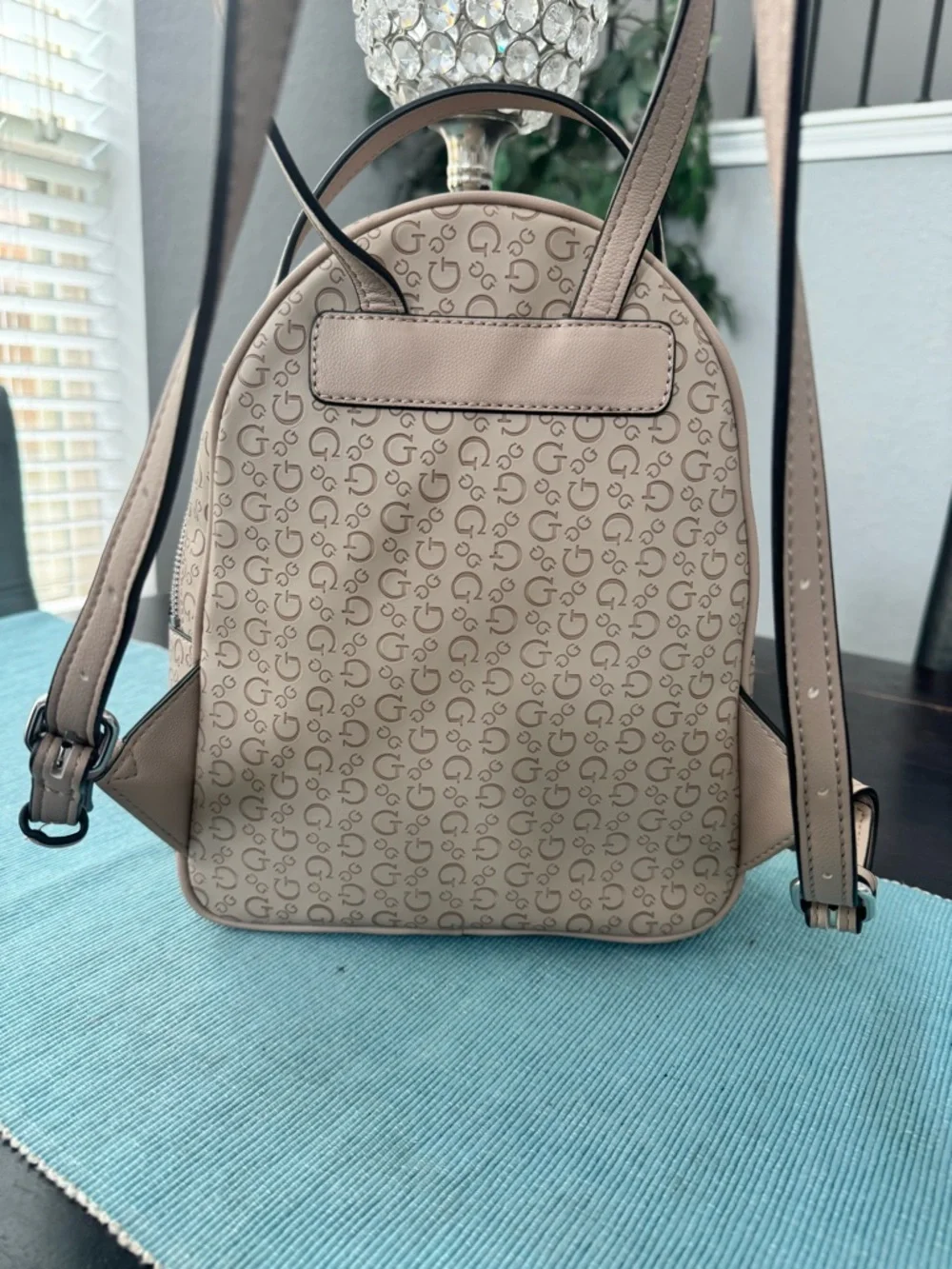 GUESS Logo Mini Backpack in Taupe Pink